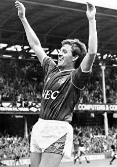 Everton footballer Kevin Sheedy celebrates his goal against Nottingham Forest during Everton footballer Kevin Sheedy celebrates his goal against Nottingham Forest during