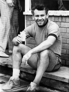 Everton footballer Peter Reid in relaxed mood as he teaks a break during a team training Everton footballer Peter Reid in relaxed mood as he teaks a break during a team training