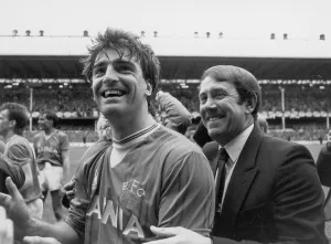 Everton manager Howard Kendall and Kevin Ratcliffe acknowledge the applause of the fans Everton manager Howard Kendall and Kevin Ratcliffe acknowledge the applause of the fans