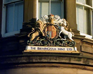Detail on exterior of the Birmingham Mint in Icknield Street, Birmingham. 1999 Detail on exterior of the Birmingham Mint in Icknield Street, Birmingham. 1999