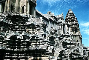 Exterior scuplture on temple at Angkor Wat near Siem Reap North West Kampuchea Cambodia Exterior scuplture on temple at Angkor Wat near Siem Reap North West Kampuchea Cambodia