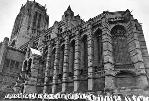 Exterior shot of Liverpool Cathedral, St James's Mount, Liverpool. 1st December 1987 Exterior shot of Liverpool Cathedral, St James's Mount, Liverpool. 1st December 1987