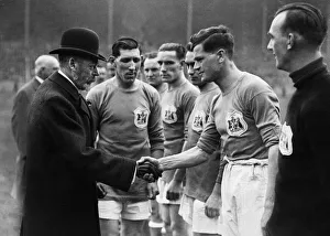 FA Cup - 1927 - Cardiff City v Arsenal - King George V is introduced to the Cardiff team FA Cup - 1927 - Cardiff City v Arsenal - King George V is introduced to the Cardiff team