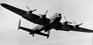 The famous Avro Lancaster bomber in flight at RAF Scampton. 20th May 1980 The famous Avro Lancaster bomber in flight at RAF Scampton. 20th May 1980