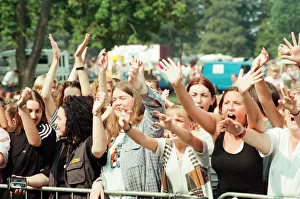 Fans of Peter Andre, cheer as he performs at Fun Day, Stewart Park, Marton, Middlesbrough Fans of Peter Andre, cheer as he performs at Fun Day, Stewart Park, Marton, Middlesbrough