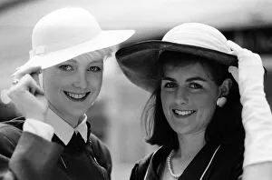 Fashion at Royal Ascot - June 1987 2 women pose with their hats Fashion at Royal Ascot - June 1987 2 women pose with their hats