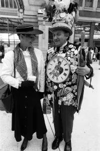 Fashion at Royal Ascot - June 1987 man wearing a large clock around his neck Fashion at Royal Ascot - June 1987 man wearing a large clock around his neck