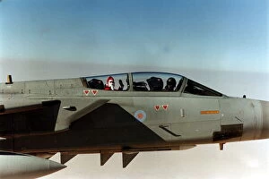 Images Dated 1st December 1990: Father Christmas arriving by a Tornado F3 fighter in the Gulf December 1990