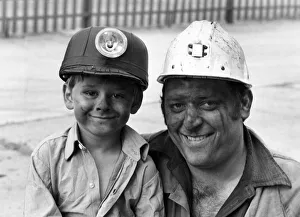 Father and son miners. October 1978 P017741 Father and son miners. October 1978 P017741