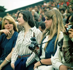 Female fans watching Bjorn Borg at Wimbledon 1975. *** Local Caption *** watscan Female fans watching Bjorn Borg at Wimbledon 1975. *** Local Caption *** watscan