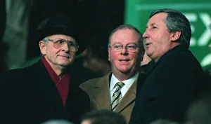 Fergus McCann at Celtic v Rangers game with friends 1998 black hat coat Fergus McCann at Celtic v Rangers game with friends 1998 black hat coat