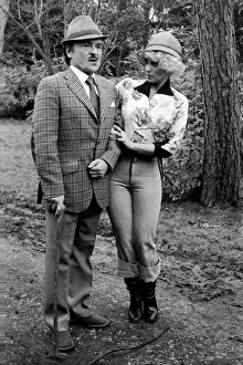 Filming Carry on Behind. Kenneth Connor and Liz Fraser. April 1975 75-1732 Filming Carry on Behind. Kenneth Connor and Liz Fraser. April 1975 75-1732