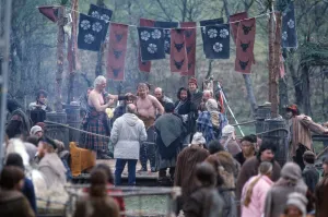 The filming of Highlander film. Circa May 1985 The filming of Highlander film. Circa May 1985