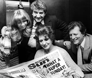 Among the first to get a sneak preview of the new look Sunday Sun were four famous faces Among the first to get a sneak preview of the new look Sunday Sun were four famous faces