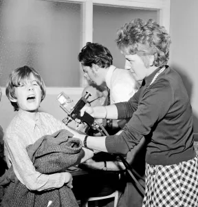 Flu vaccinations, November 1971. Pupils at Winchester College, Hampshire Flu vaccinations, November 1971. Pupils at Winchester College, Hampshire