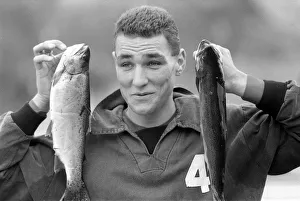 Football Teams Wimbledon FC Football Club April 1988, Vinnie Jones holding fish Football Teams Wimbledon FC Football Club April 1988, Vinnie Jones holding fish