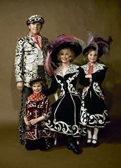 Footballer Bobby Moore and his family dressed as Pearly kings and queens April 1975 Footballer Bobby Moore and his family dressed as Pearly kings and queens April 1975