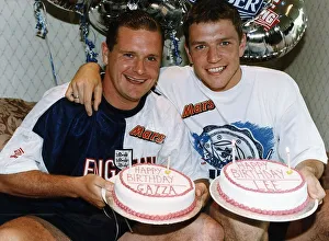 Footballers Lee Sharpe and Paul Gascoigne with their birthday Cakes as they celebrated Footballers Lee Sharpe and Paul Gascoigne with their birthday Cakes as they celebrated