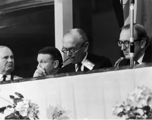 Foreign Secretary Sir Alec Douglas Home (centre) seen here making a few minor changes to Foreign Secretary Sir Alec Douglas Home (centre) seen here making a few minor changes to