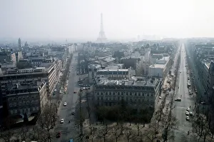 France Paris 1978 view from Arc De Triomphe showing the Eiffel Tower in France Paris 1978 view from Arc De Triomphe showing the Eiffel Tower in