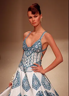 France Paris Fashion Week 1997 with a female model walking on catwalk wearing a France Paris Fashion Week 1997 with a female model walking on catwalk wearing a
