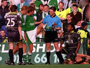 Franck Sauzee footballer September 1999 talking with referee Hugh Dallas after his tackle Franck Sauzee footballer September 1999 talking with referee Hugh Dallas after his tackle