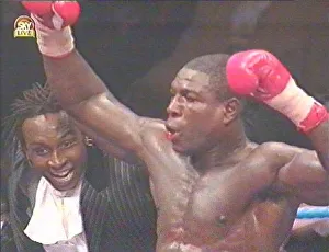 Frank Bruno and Nigel Benn celebrate after the fight with Oliver McCall for Frank Bruno and Nigel Benn celebrate after the fight with Oliver McCall for