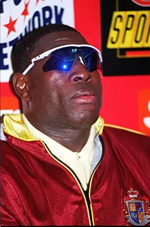Frank Bruno at the post fight press conference the day after defeating Oliver McCall in Frank Bruno at the post fight press conference the day after defeating Oliver McCall in