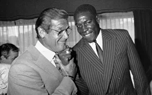 Frank Bruno and Roger Moore at Variety Club Awards party - 27/06/1989 Frank Bruno and Roger Moore at Variety Club Awards party - 27/06/1989