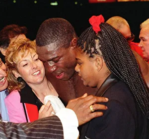 Frank Bruno WBC Heavyweight Champion is congratulated by his wife Laura after beating Frank Bruno WBC Heavyweight Champion is congratulated by his wife Laura after beating