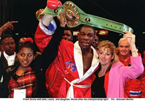 Frank Bruno WBC Heavyweight Champion is congratulated by his wife Laura after beating Frank Bruno WBC Heavyweight Champion is congratulated by his wife Laura after beating