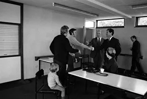 Frank OFarrell manager of Manchester United June 1971 shakes hands with Pat Frank OFarrell manager of Manchester United June 1971 shakes hands with Pat