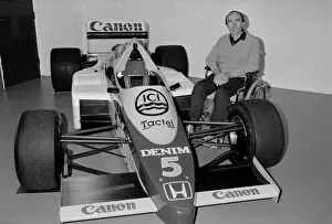 Frank Williams pictured with a Wiliams F1 car at his Didcot Factory. October 1986 Frank Williams pictured with a Wiliams F1 car at his Didcot Factory. October 1986