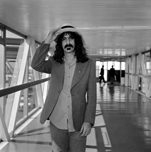Frank Zappa Musician seen here at London Airport . April 1975 Frank Zappa Musician seen here at London Airport . April 1975