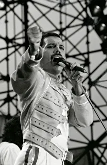 Freddie Mercury of the Rock Group The Queen in concert at St James Park in Newcastle Freddie Mercury of the Rock Group The Queen in concert at St James Park in Newcastle