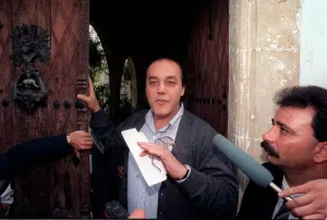 Fugitive businessman Asil Nadir speaks to the press at his home in Cyprus after he fled Fugitive businessman Asil Nadir speaks to the press at his home in Cyprus after he fled