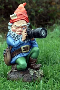 Garden Gnome Photographer with Camera November 1998 Prince Charles 50th Birthday Garden Gnome Photographer with Camera November 1998 Prince Charles 50th Birthday