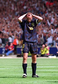 Gary Mcallister misses the chance to equalise with a penalty shot during the England v Gary Mcallister misses the chance to equalise with a penalty shot during the England v