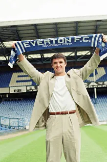 Gary Speed, signs for Everton Football Club, pictured at Goodison Park, Liverpool Gary Speed, signs for Everton Football Club, pictured at Goodison Park, Liverpool