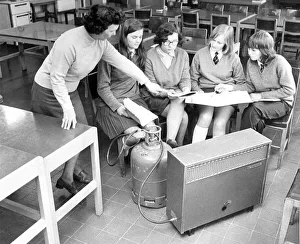Gas heaters were used in some schools during the fuel shortage in February 1972 Gas heaters were used in some schools during the fuel shortage in February 1972