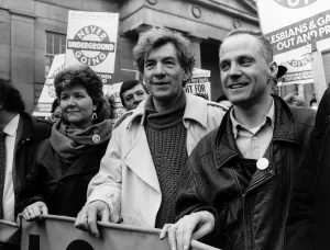 Gay Rights March February 1988 Actors Ian McKellen and Michael Cashman Gay Rights March February 1988 Actors Ian McKellen and Michael Cashman