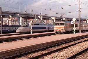 General view of French TGV Transport Trains at Nice Station, France General view of French TGV Transport Trains at Nice Station, France
