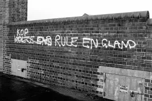 General views of Graffiti after a football match. February 1975 General views of Graffiti after a football match. February 1975