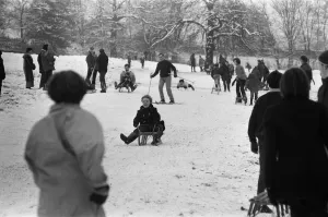 General views of tobogganing and skiing in Richmond Park, London. 27th December 1970 General views of tobogganing and skiing in Richmond Park, London. 27th December 1970