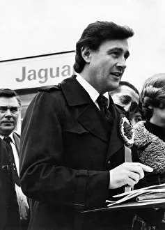 Geoffrey Robinson Labour MP seen here speaking outside the gates of the Jaguar car plant Geoffrey Robinson Labour MP seen here speaking outside the gates of the Jaguar car plant