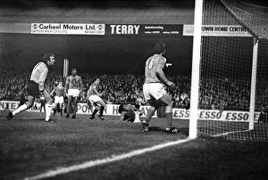 Images Dated 7th October 1977: George Best scores for Manchester United against St Etienne in the Cup Winners Cup