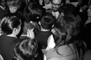 George Best signs autographs for fans April 1971 George Best signs autographs for fans April 1971