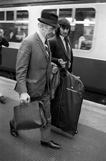 George Best and Sir Matt Busby on railway platform 1971 after George had been sent George Best and Sir Matt Busby on railway platform 1971 after George had been sent