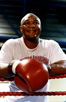 George Foreman Boxer In ring Leaning on ropes July 1993 George Foreman Boxer In ring Leaning on ropes July 1993