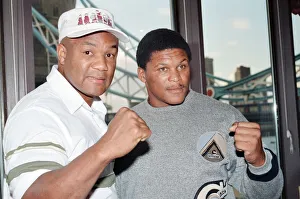 George Foreman pictured with Terry Anderson, they are fighting tomorrow at the London George Foreman pictured with Terry Anderson, they are fighting tomorrow at the London